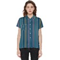 Multicolored Stripes On Blue Short Sleeve Pocket Shirt View1