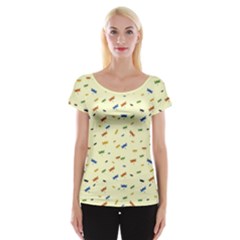 Dragonfly On Yellow Cap Sleeve Top by JustToWear