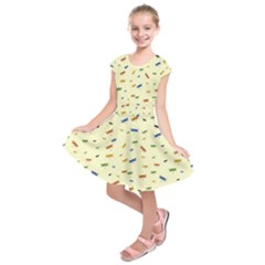 Dragonfly On Yellow Kids  Short Sleeve Dress by JustToWear