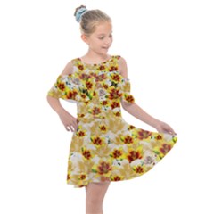 Lonely Flower Populated Kids  Shoulder Cutout Chiffon Dress