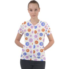 Multicolored Circles Short Sleeve Zip Up Jacket by SychEva