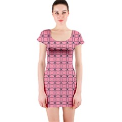 Circles On Pink Short Sleeve Bodycon Dress by JustToWear