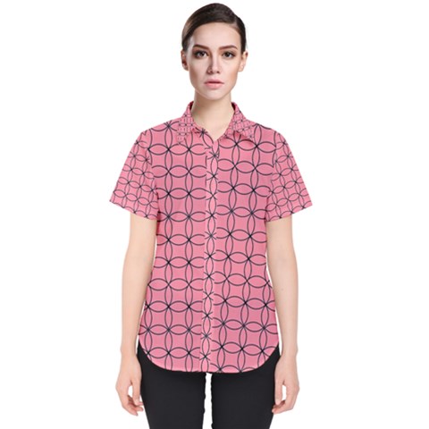 Circles On Pink Women s Short Sleeve Shirt by JustToWear