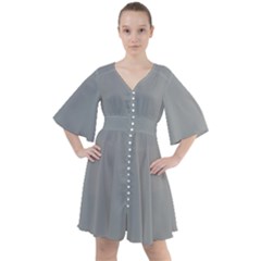 Drizzle Grey Boho Button Up Dress by FabChoice