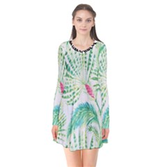  Palm Trees By Traci K Long Sleeve V-neck Flare Dress by tracikcollection