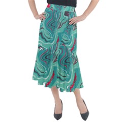 Vector Vivid Marble Pattern 2 Midi Mermaid Skirt by goljakoff