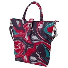 Red Vivid Marble Pattern 3 Buckle Top Tote Bag by goljakoff