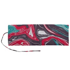 Red Vivid Marble Pattern 3 Roll Up Canvas Pencil Holder (m) by goljakoff