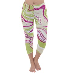 Green Vivid Marble Pattern 6 Capri Winter Leggings  by goljakoff