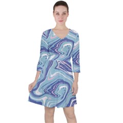 Blue Vivid Marble Pattern 9 Ruffle Dress by goljakoff