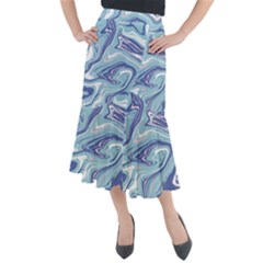 Blue Vivid Marble Pattern 9 Midi Mermaid Skirt by goljakoff