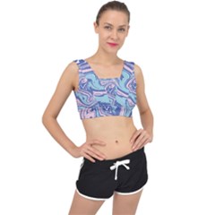 Vector Vivid Marble Pattern 10 V-back Sports Bra by goljakoff