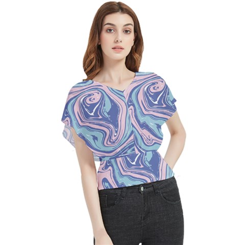 Vector Vivid Marble Pattern 10 Butterfly Chiffon Blouse by goljakoff