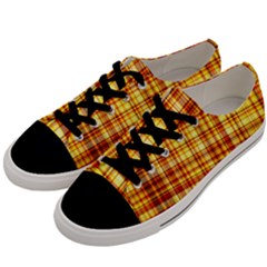 Red Lines On Yellow Men s Low Top Canvas Sneakers by JustToWear