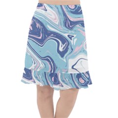 Blue Vivid Marble Pattern Fishtail Chiffon Skirt by goljakoff