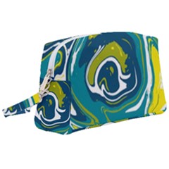 Green Vivid Marble Pattern 14 Wristlet Pouch Bag (large) by goljakoff