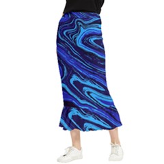 Blue Vivid Marble Pattern 16 Maxi Fishtail Chiffon Skirt by goljakoff