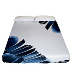 Blue Banana Leaves Fitted Sheet (queen Size) by goljakoff
