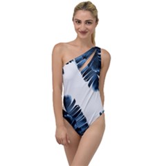 Blue Banana Leaves To One Side Swimsuit by goljakoff