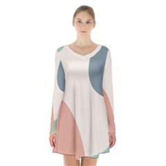 Abstract Shapes  Long Sleeve Velvet V-neck Dress by Sobalvarro