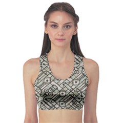 Tribal Geometric Grunge Print Sports Bra by dflcprintsclothing