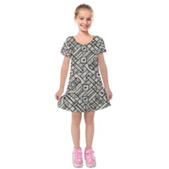 Tribal Geometric Grunge Print Kids  Short Sleeve Velvet Dress