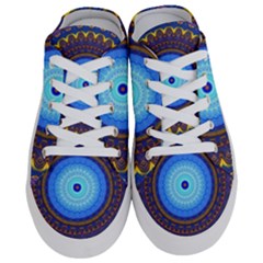 Blue Violet Midnight Sun Mandala Boho Hipppie Women s Half Slippers by CrypticFragmentsDesign