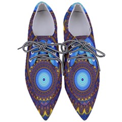 Blue Violet Midnight Sun Mandala Boho Hipppie Women s Pointed Oxford Shoes by CrypticFragmentsDesign
