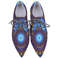 Blue Violet Midnight Sun Mandala Boho Hipppie Women s Pointed Oxford Shoes