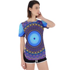 Blue Violet Midnight Sun Mandala Hippie Trippy Psychedelic Kaleidoscope  Perpetual Short Sleeve T-shirt