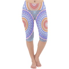 Pretty Pastel Boho Hippie Mandala Lightweight Velour Cropped Yoga Leggings by CrypticFragmentsDesign