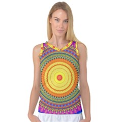 Neon Calliope Kaleidoscope Mandala Women s Basketball Tank Top by CrypticFragmentsDesign