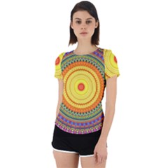 Neon Calliope Kaleidoscope Mandala Back Cut Out Sport Tee by CrypticFragmentsDesign