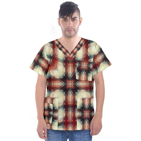 Royal Plaid  Men s V-neck Scrub Top by LW41021