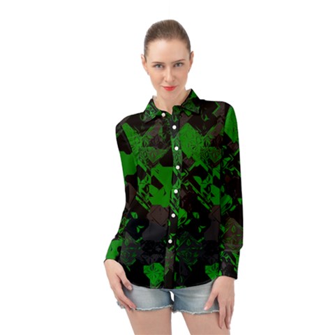 Cyber Camo Long Sleeve Chiffon Shirt by MRNStudios