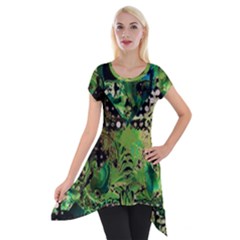 Peacocks And Pyramids Short Sleeve Side Drop Tunic by MRNStudios