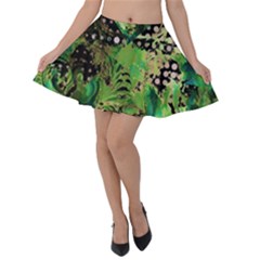 Peacocks And Pyramids Velvet Skater Skirt by MRNStudios