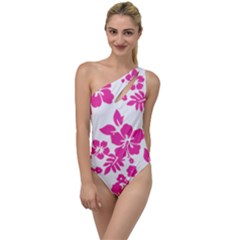 Hibiscus Pattern Pink To One Side Swimsuit by GrowBasket