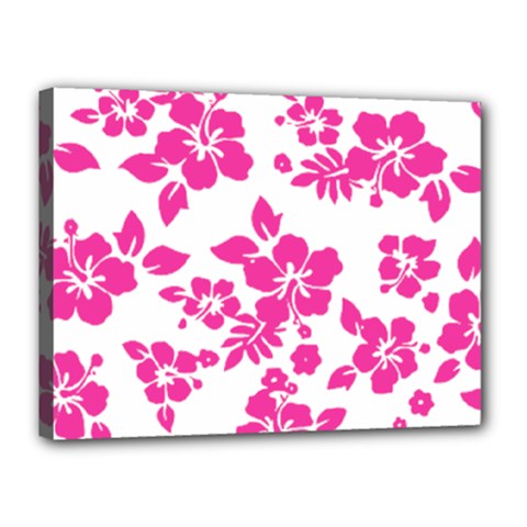Hibiscus Pattern Pink Canvas 16  X 12  (stretched) by GrowBasket