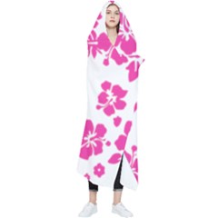 Hibiscus Pattern Pink Wearable Blanket