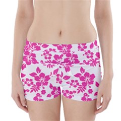 Hibiscus Pattern Pink Boyleg Bikini Wrap Bottoms by GrowBasket