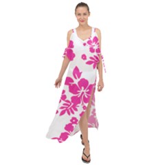 Hibiscus Pattern Pink Maxi Chiffon Cover Up Dress by GrowBasket