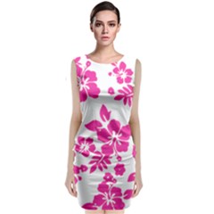 Hibiscus Pattern Pink Sleeveless Velvet Midi Dress by GrowBasket
