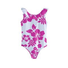 Hibiscus Pattern Pink Kids  Frill Swimsuit by GrowBasket