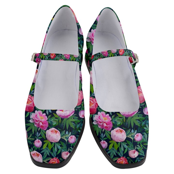 Delicate Watercolor Peony Women s Mary Jane Shoes