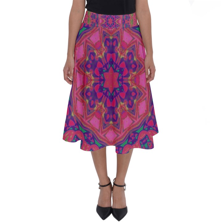 Purple Flower Perfect Length Midi Skirt