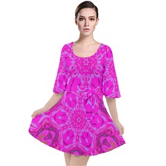 Purple Flower 2 Velour Kimono Dress