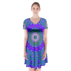 Bluebelle Short Sleeve V-neck Flare Dress by LW323