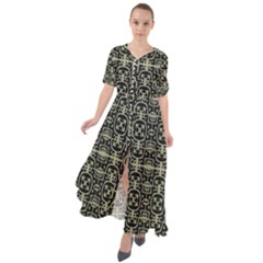 Geometric Textured Ethnic Pattern 1 Waist Tie Boho Maxi Dress by dflcprintsclothing