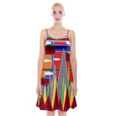 Forrest Sunset Spaghetti Strap Velvet Dress by LW323